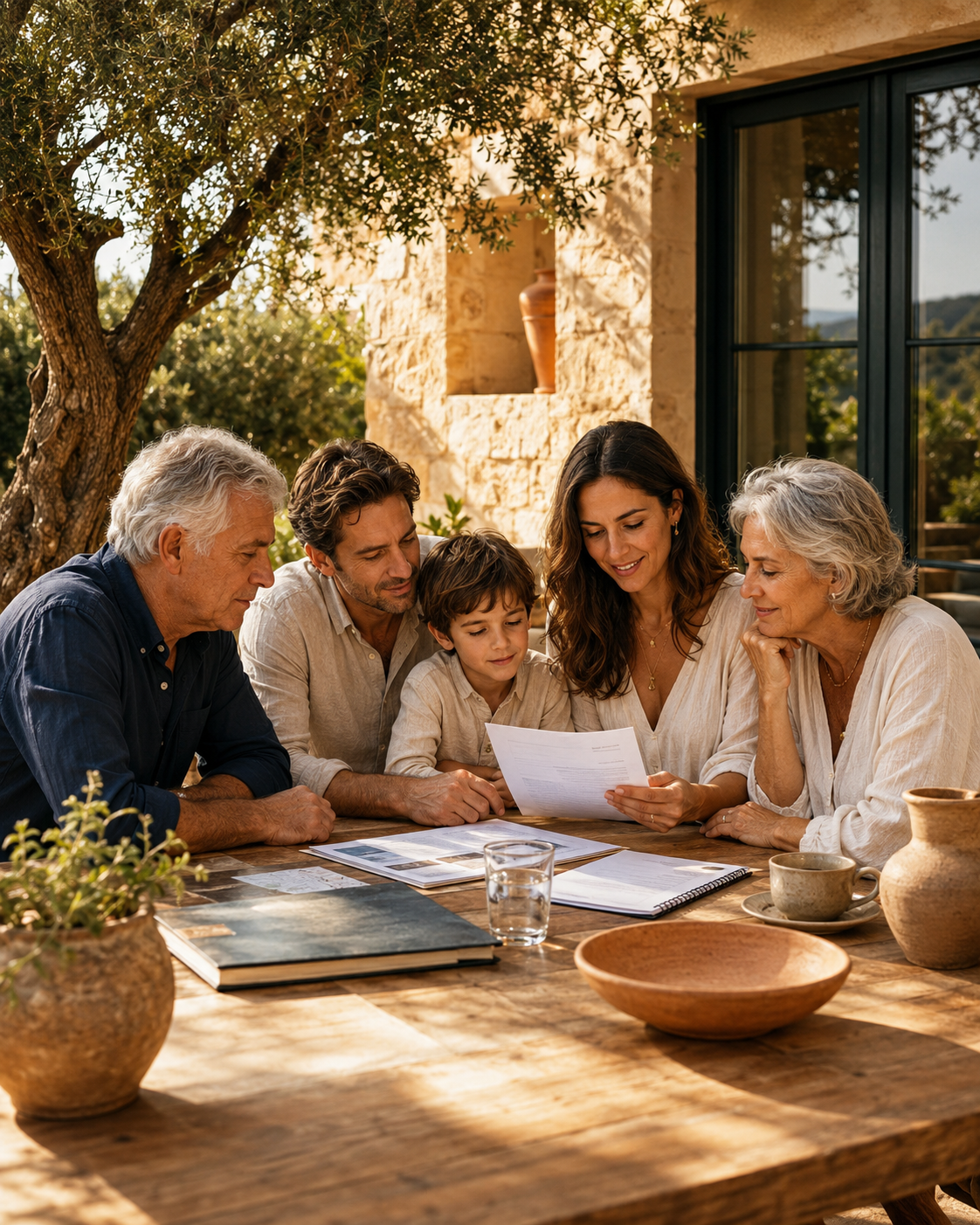 Family members reviewing their financial plan together